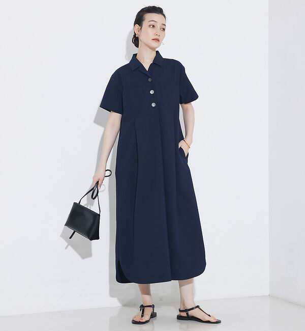 qualite「【接触冷感＆吸水速乾＆UV】シアサッカーシャツワンピース」|ワンピース|