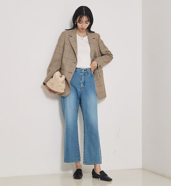 qualite「【e&times;qualite】フレアークロップドデニム」|デニム|