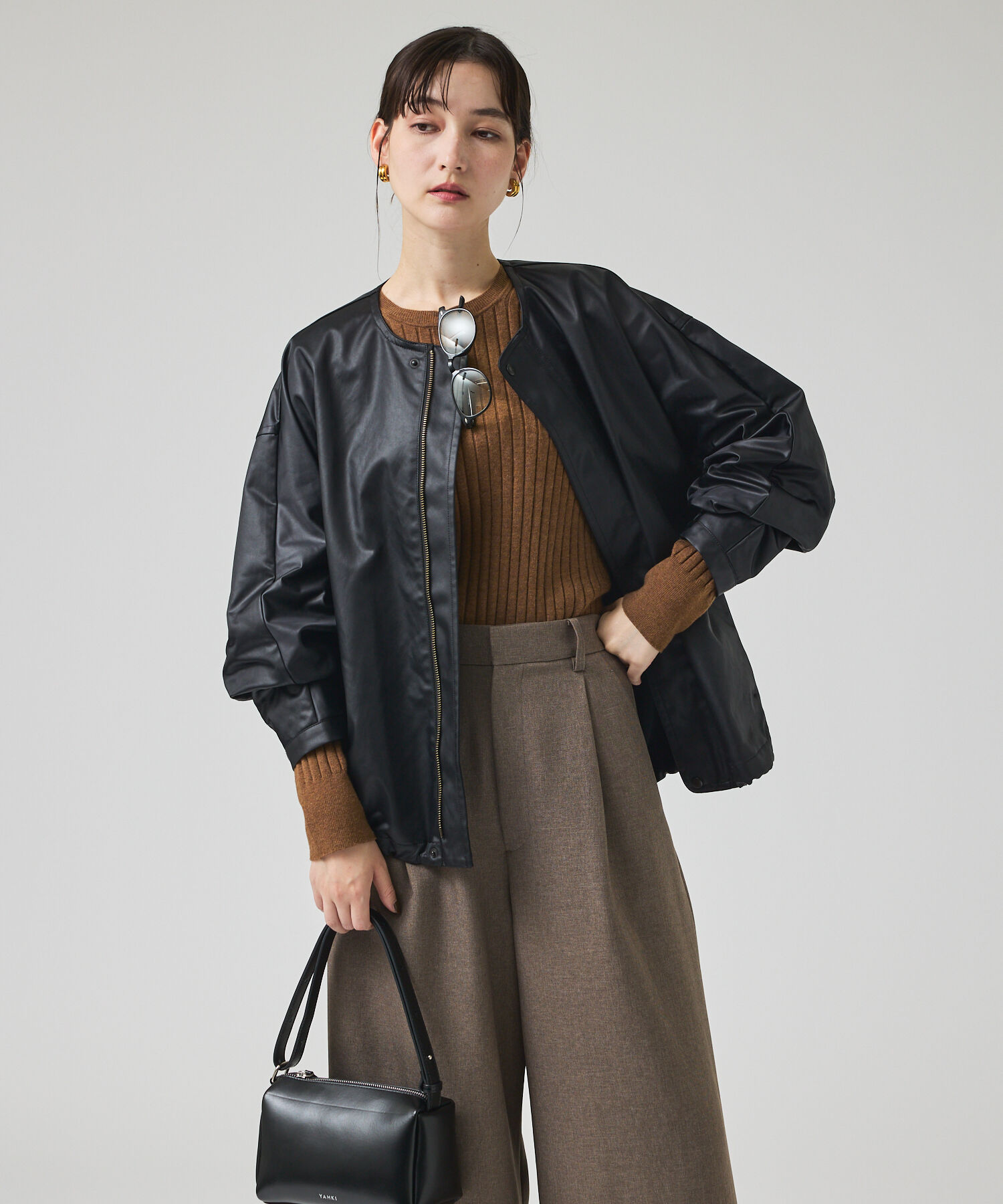 qualite「レザーライクブルゾン」|ブルゾン・スタジャン|