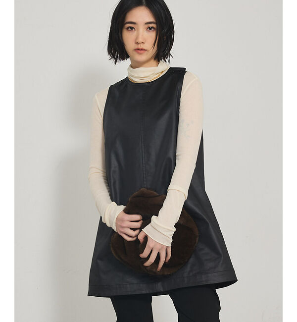 qualite「レザーライクフレアージレ」|ワンピース|ブラック