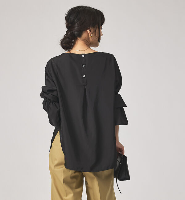 qualite「ブライトツイルベルブラウス」|シャツ・ブラウス|