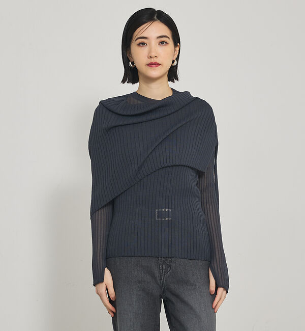 qualite「【Oggi掲載】ワイドリブシアースヌードニット/スヌード取り外し可能」|ニット・セーター|