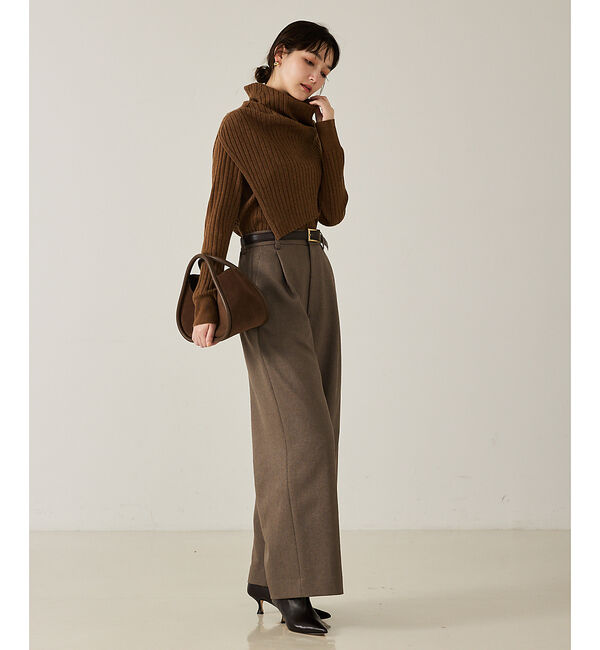 qualite「ご好評につき再入荷！【新色追加！25AW】アシメスヌードリブニット/スヌード取り」|ニット・セーター|