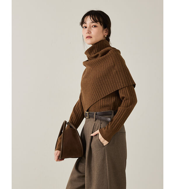 qualite「ご好評につき再入荷！【新色追加！25AW】アシメスヌードリブニット/スヌード取り」|ニット・セーター|