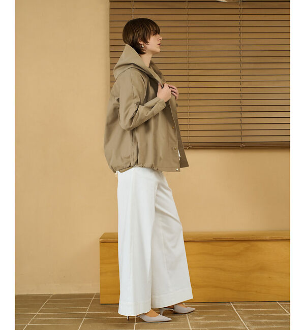 qualite「大好評につき予約開始！【小顔効果抜群！大人のフードブルゾン】タスランストレッチフ」|ブルゾン・スタジャン|