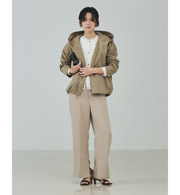 qualite「大好評につき予約開始！【小顔効果抜群！大人のフードブルゾン】タスランストレッチフ」|ブルゾン・スタジャン|