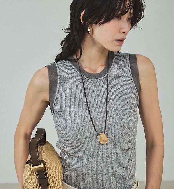 qualite「シアーミックスリブノースリーブ」|キャミソール|