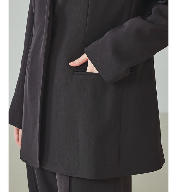 qualite「【UVカット/ストレッチ/セットアップ対応】ドライカルゼノーカラージャケット」|ノーカラージャケット|