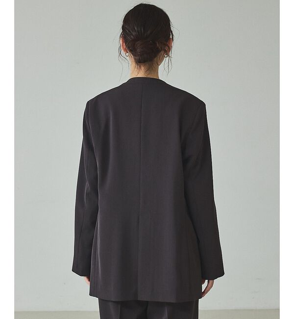 qualite「【UVカット/ストレッチ/セットアップ対応】ドライカルゼノーカラージャケット」|ノーカラージャケット|