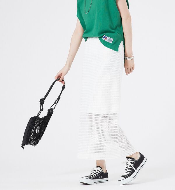 abahouse mavie「メッシュタイトスカート」|スカート|ホワイト