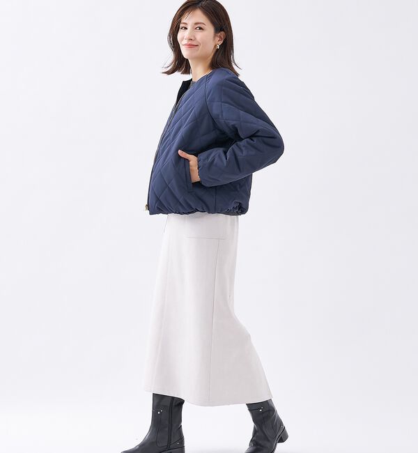 abahouse mavie「フェイク（スエード＆レザー）ロングタイトスカート」|スカート|