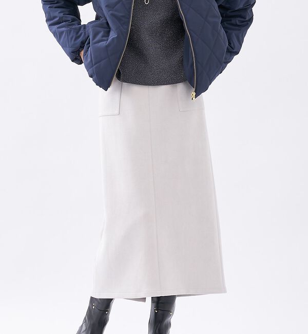 abahouse mavie「フェイク（スエード＆レザー）ロングタイトスカート」|スカート|