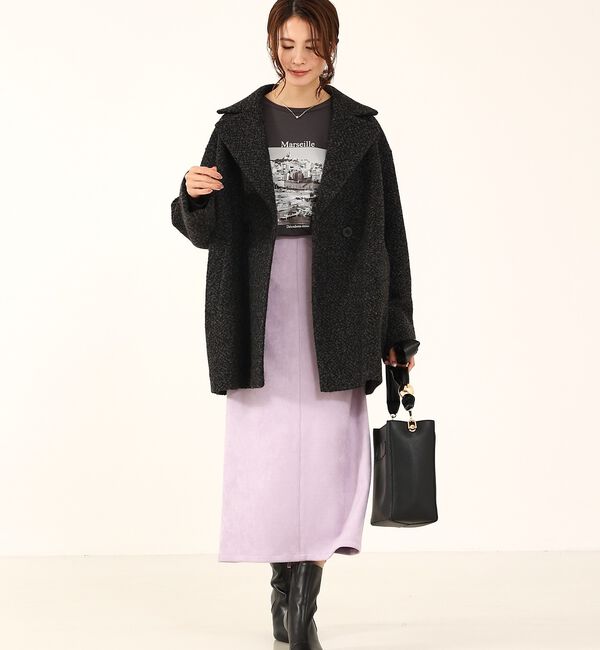 abahouse mavie「フェイク（スエード＆レザー）ロングタイトスカート」|スカート|