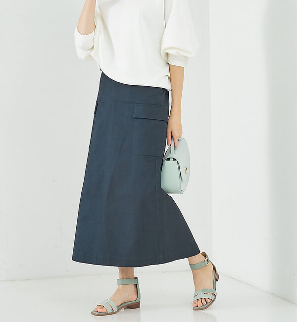 abahouse mavie「箔&綿ストレッチカーゴスカート」|スカート|