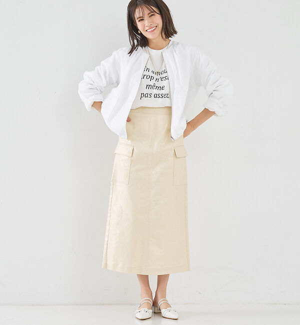 abahouse mavie「箔&綿ストレッチカーゴスカート」|スカート|