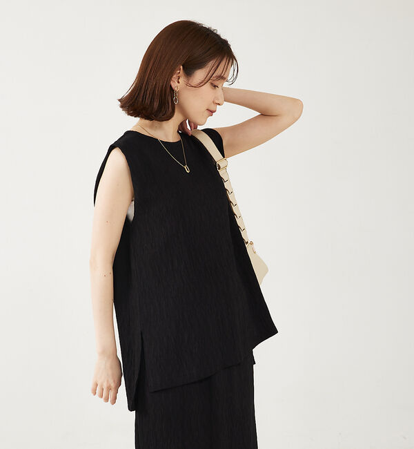 abahouse mavie「【セットアップ対応】楊柳バックジップノースリプルオーバー」|シャツ・ブラウス|