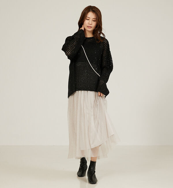 abahouse mavie「メッシュスパンコールニット」|ニット・セーター|
