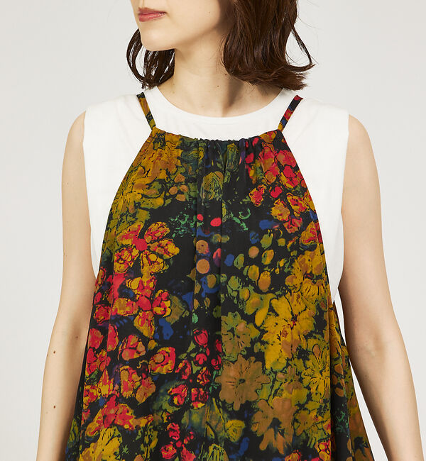 abahouse mavie「【大人のいちまんワンピ】プリント＆ベロアキャミワンピ」|ワンピース|