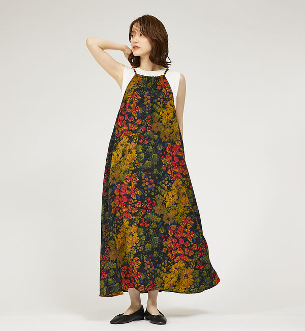 abahouse mavie「【大人のいちまんワンピ】プリント＆ベロアキャミワンピ」|ワンピース|