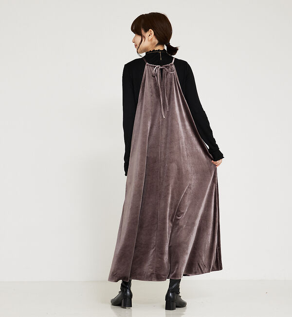 abahouse mavie「【大人のいちまんワンピ】プリント＆ベロアキャミワンピ」|ワンピース|