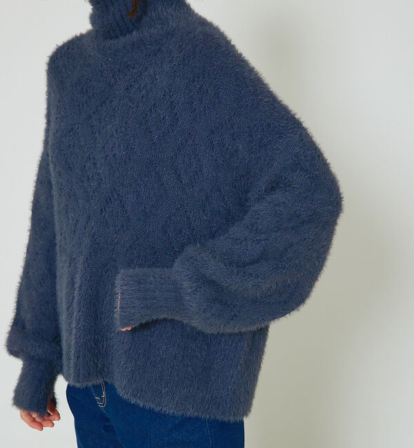 abahouse mavie「シャギーミックスダイヤ柄タートル」|ニット・セーター|