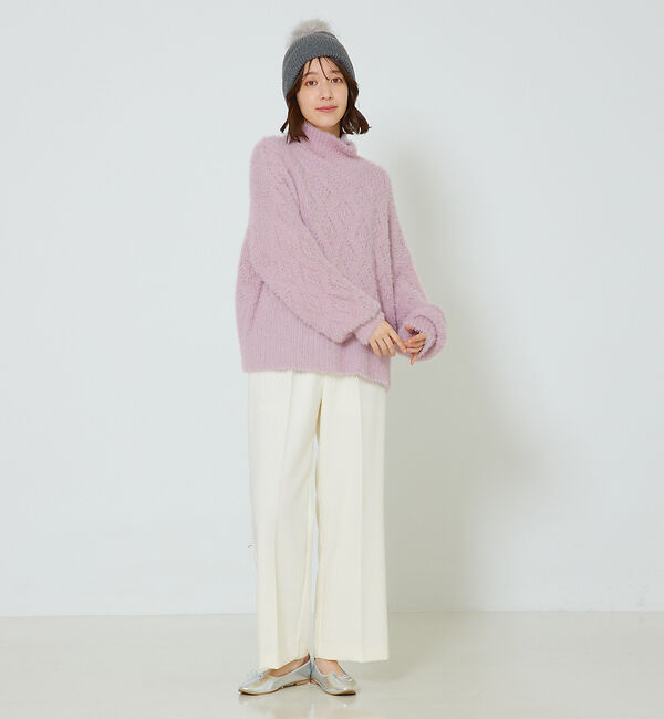 abahouse mavie「シャギーミックスダイヤ柄タートル」|ニット・セーター|