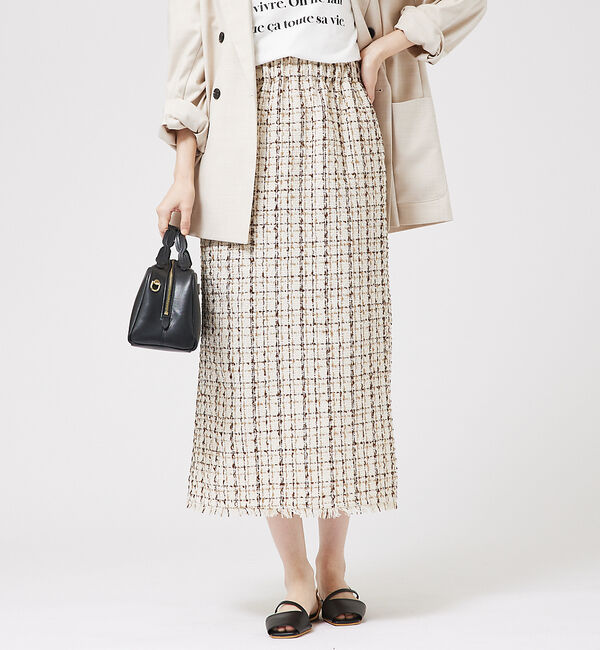 abahouse mavie「【セットアップ対応】ツィードタイトスカート」|スカート|