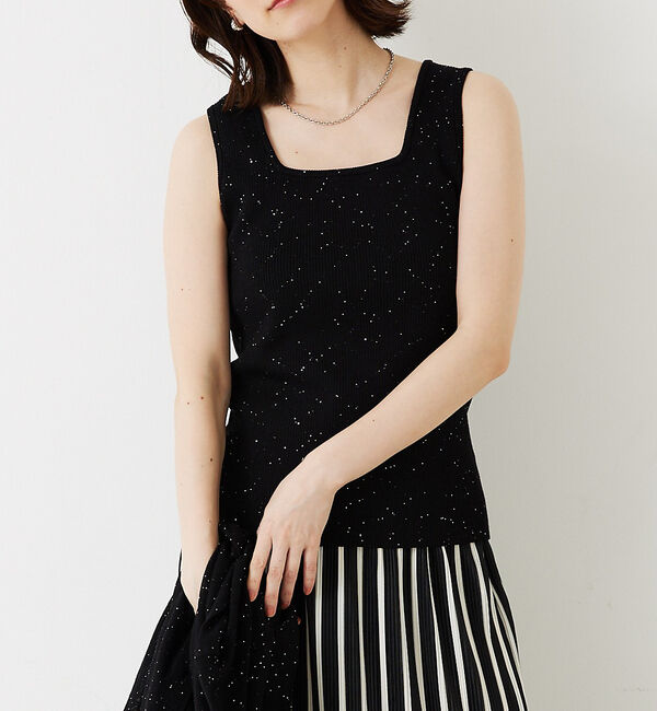abahouse mavie「【アンサンブル対応】スパンコールニットタンク」|ニット・セーター|ブラック