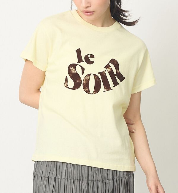 abahouse mavie「【コットン100％】甘編み天竺フロッキープリントTシャツ/半袖/夏服/ロゴT」|Tシャツ・カットソー|イエロー