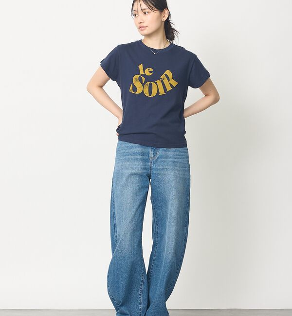 abahouse mavie「【コットン100％】甘編み天竺フロッキープリントTシャツ/半袖/夏服/ロゴT」|Tシャツ・カットソー|