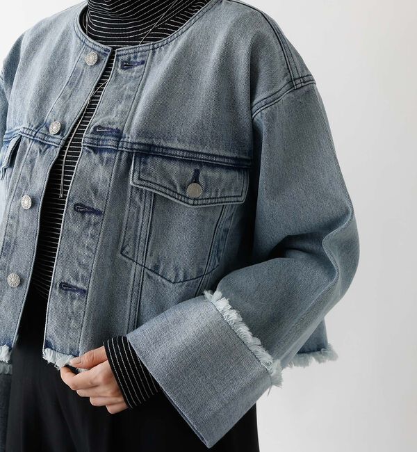 abahouse mavie「【EDWIN】ロールアップデニムジャケット/春服/Gジャン/ノーカラー/ショート」|その他|