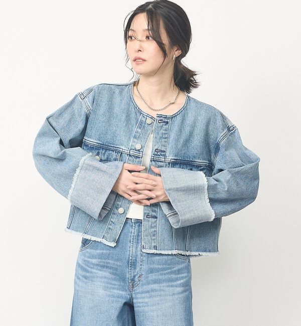 abahouse mavie「【EDWIN】ロールアップデニムジャケット/春服/Gジャン/ノーカラー/ショート」|その他|