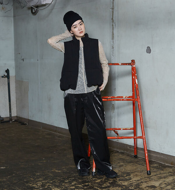 NOMINE「ラメ シアー プリーツ トップス （ロンＴ)」|Tシャツ・カットソー|