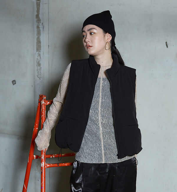 NOMINE「ラメ シアー プリーツ トップス （ロンＴ)」|Tシャツ・カットソー|