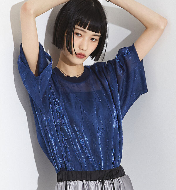 NOMINE「【セットアップ着用可】シャイン リンクル Ｔシャツ」|Tシャツ・カットソー|ブルー