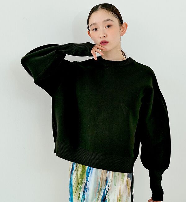 NOMINE「プレーティングニット プルオーバー（ラメ混・無地）」|ニット・セーター|ブラック