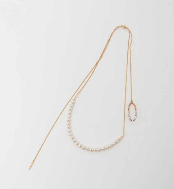 TIARA「【ADER.bijoux/アデルビジュー】CUTSTEEL sparkle pearl raliet」|ネックレス|ゴールド