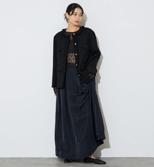 Liesse「フリンジノーカラーツイードジャケット」|ノーカラージャケット|