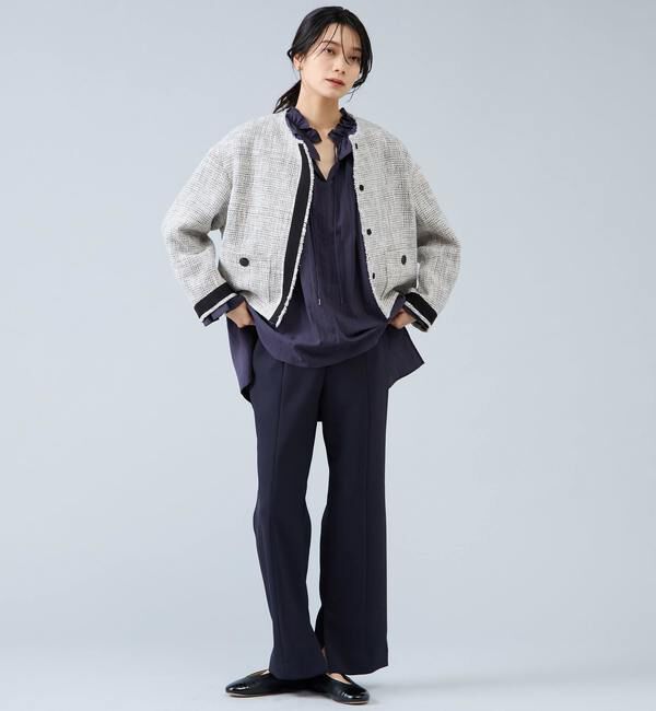 Liesse「ノーカラーツイードジャケット」|ノーカラージャケット|