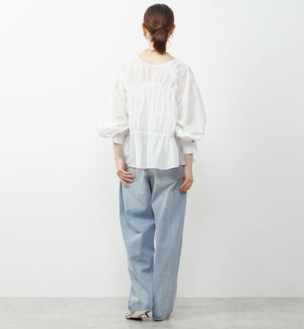 Soffitto「綿シルク前後2WAYリボンギャザーブラウス」|シャツ・ブラウス|