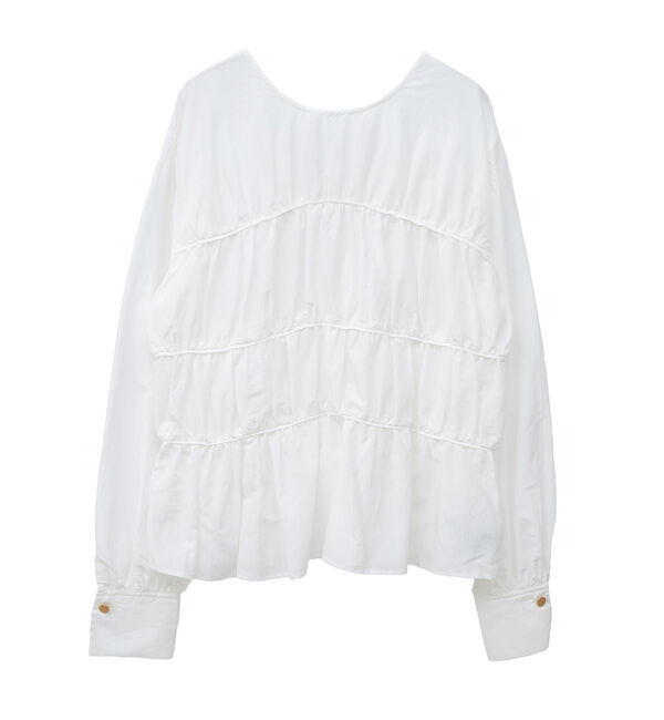 Soffitto「綿シルク前後2WAYリボンギャザーブラウス」|シャツ・ブラウス|