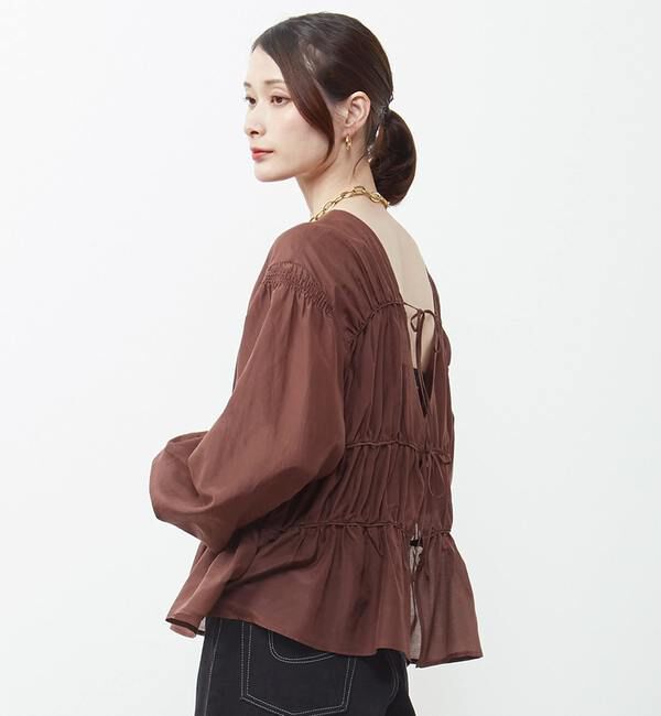 Soffitto「綿シルク前後2WAYリボンギャザーブラウス」|シャツ・ブラウス|