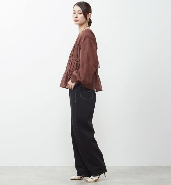 Soffitto「綿シルク前後2WAYリボンギャザーブラウス」|シャツ・ブラウス|