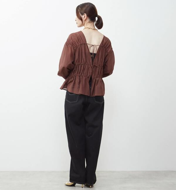 Soffitto「綿シルク前後2WAYリボンギャザーブラウス」|シャツ・ブラウス|