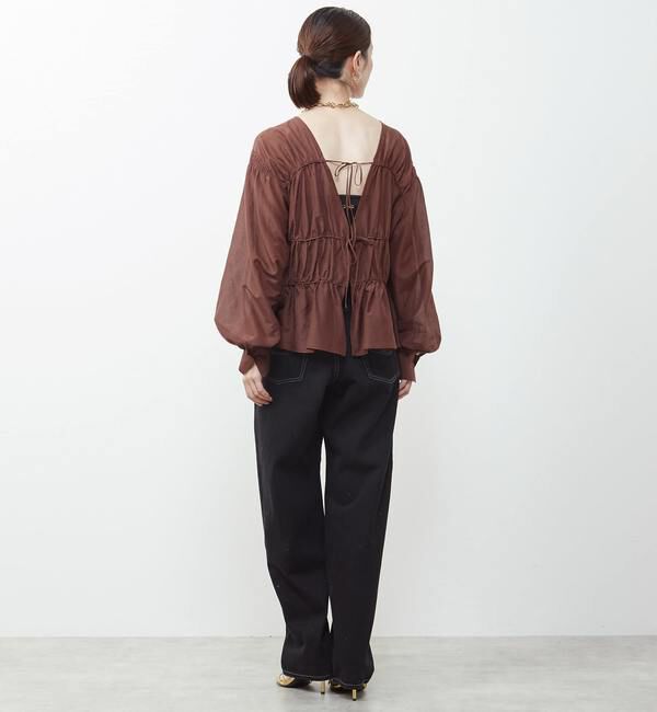 Soffitto「綿シルク前後2WAYリボンギャザーブラウス」|シャツ・ブラウス|