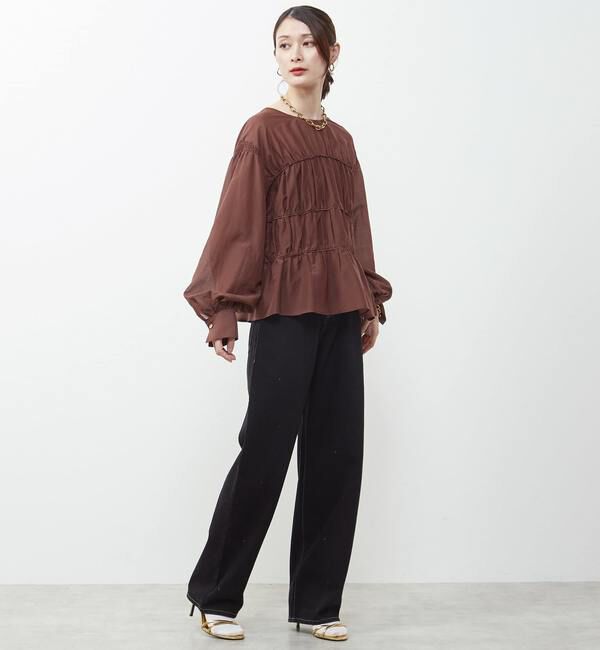 Soffitto「綿シルク前後2WAYリボンギャザーブラウス」|シャツ・ブラウス|