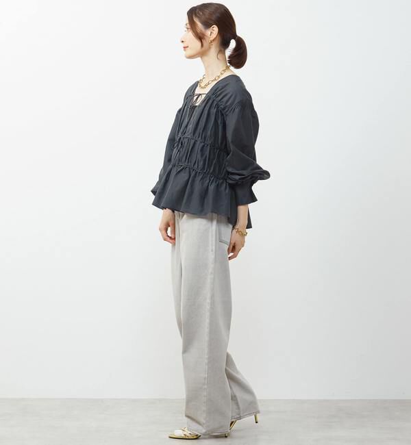Soffitto「綿シルク前後2WAYリボンギャザーブラウス」|シャツ・ブラウス|