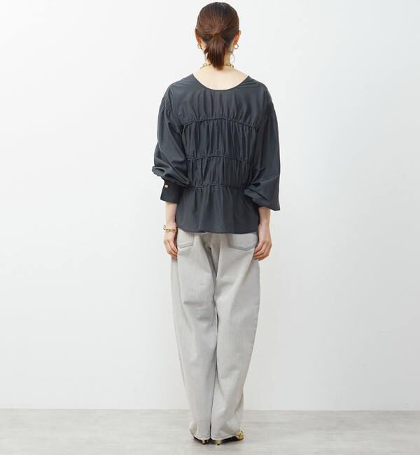 Soffitto「綿シルク前後2WAYリボンギャザーブラウス」|シャツ・ブラウス|