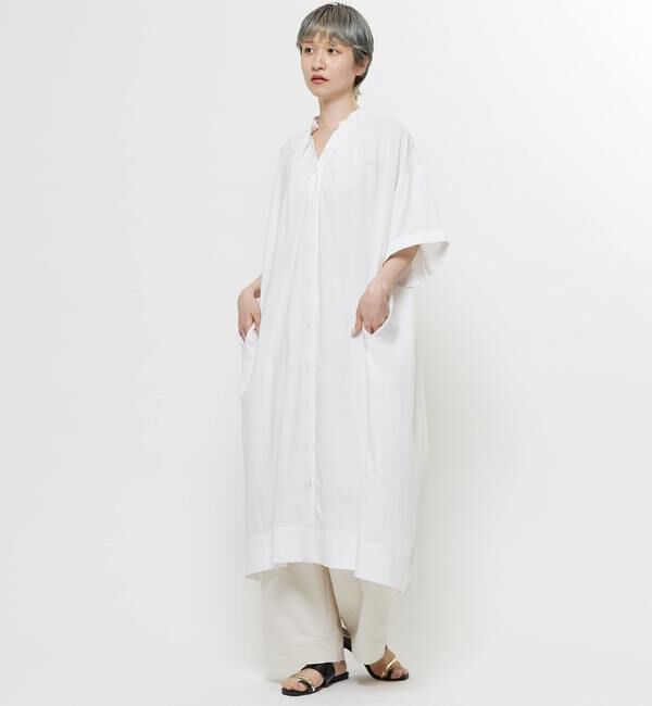 Soffitto「【nota della mano sinistra（ノータ デラ マノ シニストラ）】5分袖前開きシャツワンピ－ス」|ワンピース|