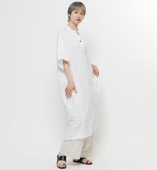 Soffitto「【nota della mano sinistra（ノータ デラ マノ シニストラ）】5分袖前開きシャツワンピ－ス」|ワンピース|